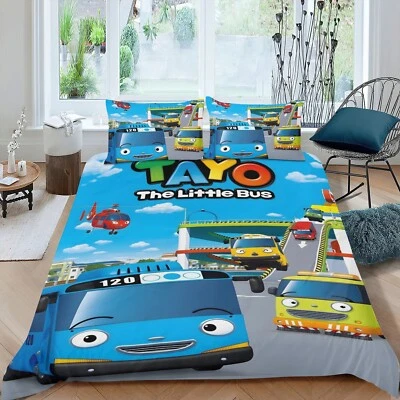 3Pcs Bedding Sets Duvet Cover Sets Tayo the Little Bus All Season for Kids Soft - Image 1 of 4