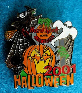 LAS VEGAS HOTEL HALLOWEEN EVIL PUMPKIN WITCH BROOMSTICK 2001 Hard Rock Cafe PIN - Picture 1 of 1