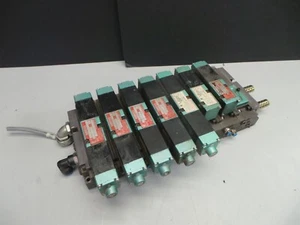 Flexiblok Numatics (4) 225-285B 082SS415M Solenoid Valves On Manifold Used - Picture 1 of 7