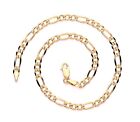 9Ct Yellow Gold On Silver 10 Inch Figaro Ankle Bracelet Anklet   Diamond Cut