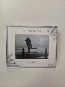 Photo Frame Silver Plated Wedding Valentines Day Boxed All You Need Is Love - Picture 1 of 10