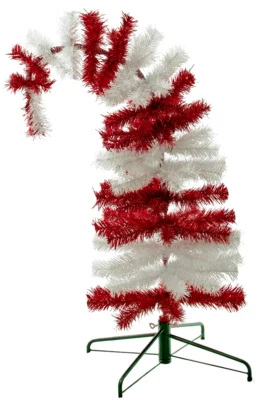 Dr. Seuss Themed Red and White TInsel Christmas Tree Cat in the Hat 5FT Tall - Image 1 of 4