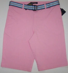 NWT Polo Ralph Lauren Classic PINK Shorts Blue BELT 18 Boys STRETCH Cotton SHARP - Picture 1 of 3