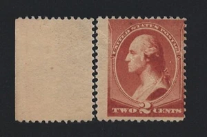 SCOTT #210 2c RED-BROWN & DETATCHED SELVAGE, MOG-NH, NATURAL GUM CREASE-CAT $135 - Picture 1 of 3