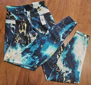 NWT Old Navy Active Girl's Turquoise Gold High-Rise Powersoft 7/8 Ankle Leggings - Picture 1 of 2