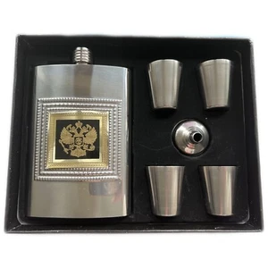 Flachmann Taschenflasche Flachmannset 270ml Edelstahl Wappen Russland - Bild 1 von 1