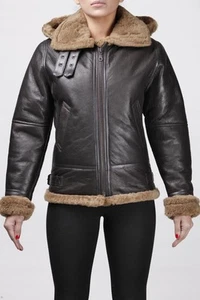 Womens Shearling Sheepskin Brown Ginger Fur 'Air force' Aviator Flying B3 Jacket - Picture 1 of 9