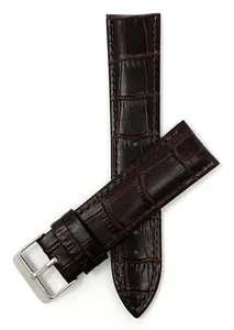 Bandini Vegan Watch Band, Alligator Style, Faux Leather Strap 12mm 14 20 22 24mm - Picture 1 of 11