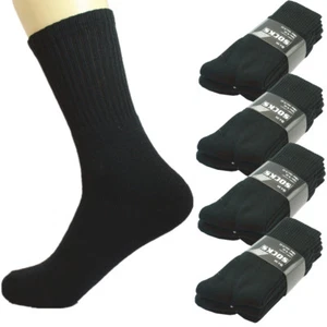 3-12 Pairs For Mens Black Sports Athletic Work Crew Socks Cotton Size 9-11 10-13 - Picture 1 of 5