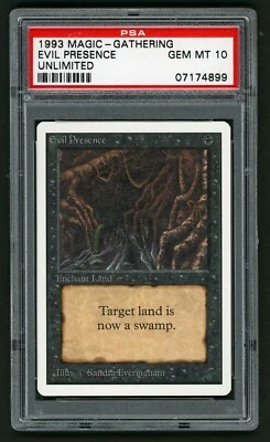 1993 MTG Magic the Gathering Card Evil Presence Unlimited PSA 10 - Image 1 of 2