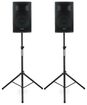 PRONOMIC 2x DJ PA 15" Aktiv Lautsprecher Set Box Bluetooth Monitor Stativ Stereo 500W
