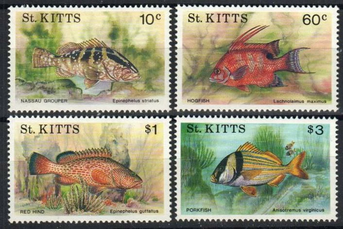 Sello de San Cristóbal 320-323 - peces Foto 1 de 1