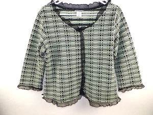 NIKOLA Womens 3/4 Sleeve Blouse Size L Black & Lime Green - Picture 1 of 5