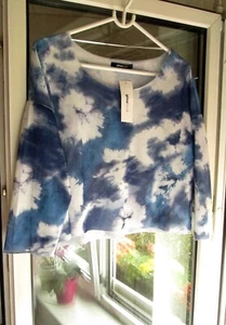GINA TRICOT CROPPED BATIK TUNIKA TAYLOR TOP OVERSIZE SHIRT BLAU WEISS M, 38 NEU - Bild 1 von 8