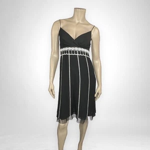 Ann Taylor LOFT besticktes Spaghettiträger Kleid 4 Petite Art Deco - Bild 1 von 7
