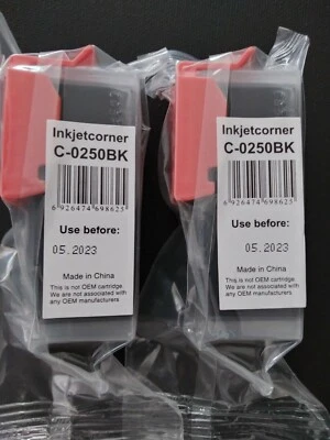 2 Inkjetcorner C-0250BK Black Ink Cartridges X2 - New Sealed Exp. 05/2023 - Image 1 of 3