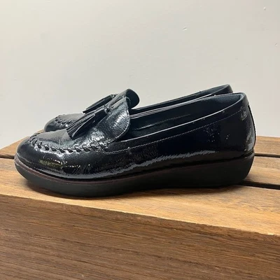 Fitflop Patent Leather Loafers Tassel Comfort Black Size US 8.5 EU 40 - Image 1 of 4