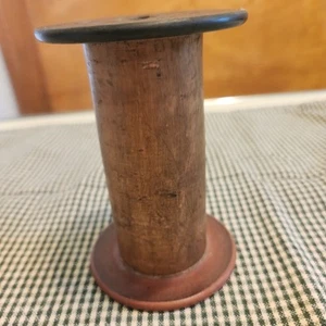 Antike industrielle Holz Textilgarn Nähspule Holz 4 1/2" hoch braun - Bild 1 von 7