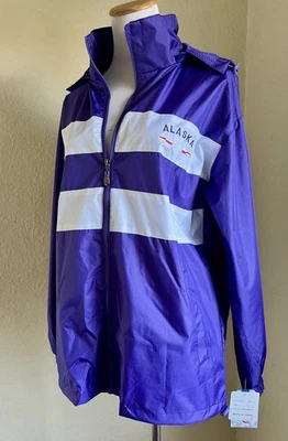 NUEVO CON ETIQUETAS CRAZY APPAREL Alaska Púrpura Blanco Repelente al Agua Chaqueta Cortavientos con Capucha Foto 1 de 4