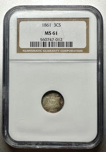 1861  3 CENT SILVER   NGC  MS61 - Picture 1 of 4