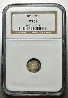 1861  3 CENT SILVER   NGC  MS61 - Image 1 of 4