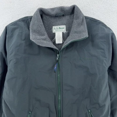 Vtg LL Bean Warm-Up Jacket Large Tall Green Fleece Lined Full Zip Outdoor Coat - Image 1 of 4