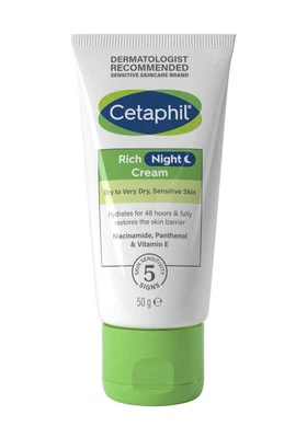 Cetaphil Rich Night Cream. Dry To Very Dry Sensitive Skin. Hydrates for 48h.50ml - Image 1 of 4