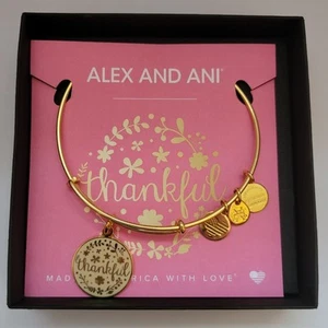 Neu in Box Alex & Ani goldfarben dankbar Bettelarmband Affirmation Dankbarkeit - Bild 1 von 3