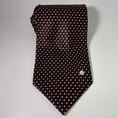 Gravata Alfred Dunhill 100% toda de seda geométrica preta, vermelha, branca feita à mão 4” X 59” - Imagem 1 de 4