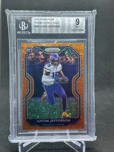2020 Panini Prizm Justin Jefferson Rookie Orange Disco Prizm #398 Beckett 9 - Picture 1 of 2