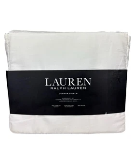 Ralph Lauren 4 Pc Queen Sheet Set WHITE DUNHAM SATEEN 100% COTTON 300TC NWT - Picture 1 of 9