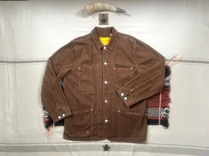 Levi's Engineer Chore Jacket M-L Hickory Stripe Railroad Coat Rare Red Line 48" - Picture 1 of 19