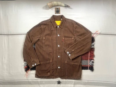 Levi's Engineer Chore Jacket M-L Hickory Stripe Railroad Coat Rare Red Line 48" - Image 1 of 4