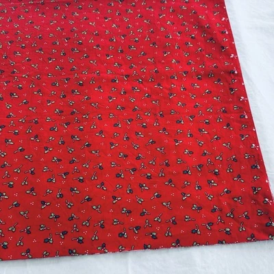 Vintage Christmas Fabric Holly Ivy Red Cotton Quilting Sewing Xmas Calico - Image 1 of 2