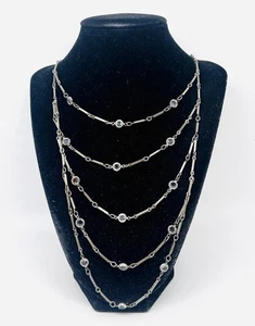 5 Strang Klar Einfassung Set Kristall Latz Halskette Silberfarben Vintage Schmuck - Bild 1 von 8