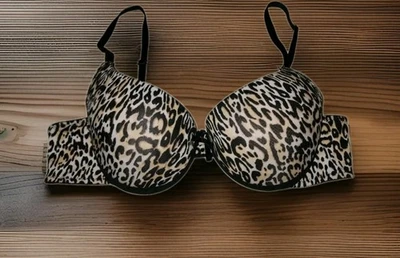 Sutiã push up com fio estampa de chita, macio, preto e marrom, 36B - Imagem 1 de 4