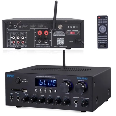 Pyle 300Watt Multi-Channel Power Amplifier w/Bluetooth, HDMI Inputs/Outputs - Image 1 of 4
