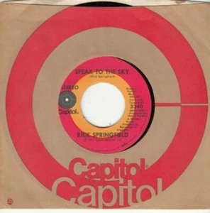 RICK SPRINGFIELD - SPEAK TO THE SKY - ORIGINAL CAPITOL 45 - GREAT SHAPE - Picture 1 of 2