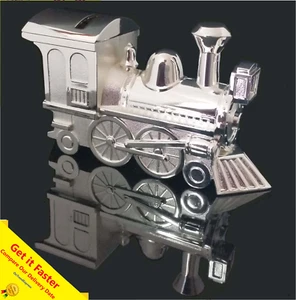 Silver Train Money Box Baby Shower Christening Newborn Birthday Gift NEW - Picture 1 of 11