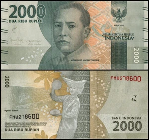 INDONESIA 2000 RUPIAH 2018 UNC FHW,PIRING PLATE DANCER,BUST OF MOHAMMED HOESNI T - Picture 1 of 1