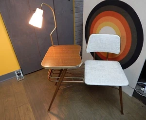 Mid Century Telephone Stand Table Gossip Chair Bench w Lamp - Picture 1 of 5