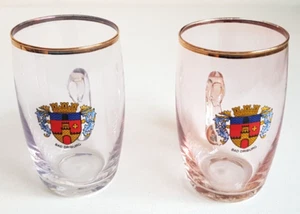 2 Bad Driburg Andenken Tasse Glas Mundgeblasen Rosa Blau Teetasse 1960er Vintage - Bild 1 von 12