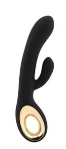 Vibratore rabbit nero doppio con stimolatore clitoride in silicone e ricaricabil - Foto 1 di 4