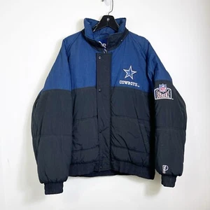 Vintage NFL 90s Pro Player Dallas Cowboys Puffer Jacket Y2K Blue Mens Large - Picture 1 of 4