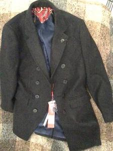 Boy SML 8 GREY Double Breast Suit Jacket Blazer ELIE BALLEH Milan Italy NWT $199 - Picture 1 of 10