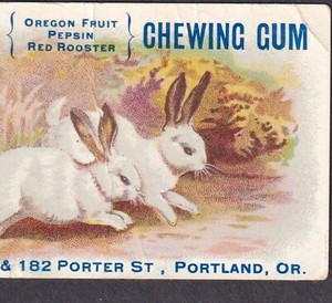 Portland Oregon Fruit Newtons Pepsin Chewing Gum White Rabbit Rooster Trade Card
