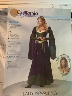 Fantasy Renaissance Medieval Halloween Party Adult Costume New XL 12/14 Women - Image 1 of 4
