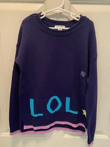 NWT New Girl's Old Navy Blue LOL Sweater M Medium 8 - Picture 1 of 3