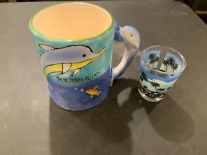 Puerto Rico Dolphin Mug & Shot Glass Souvenirs - Picture 1 of 1