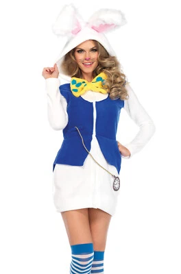 Cozy White Rabbit Alice in Wonderland Dress Adult Costume - Image 1 of 2